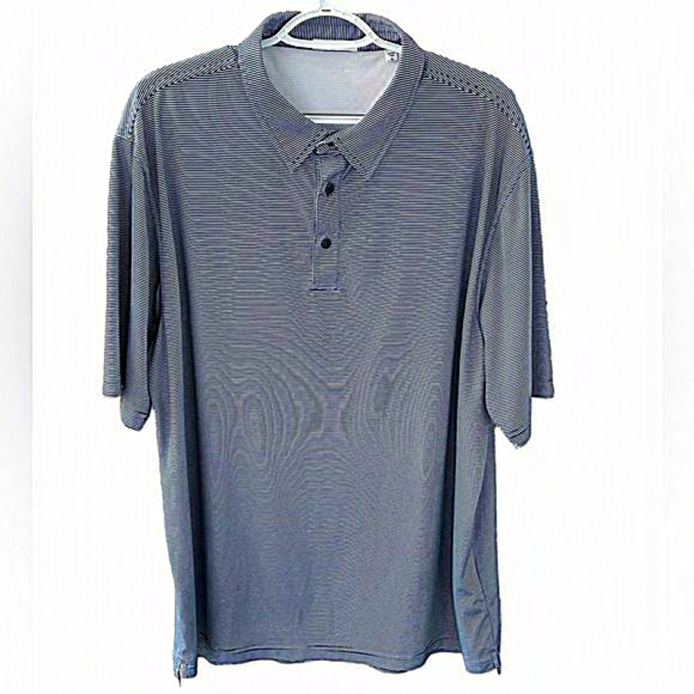AUR Navy White Striped Short Sleeve Golf Polo‎ Size XL